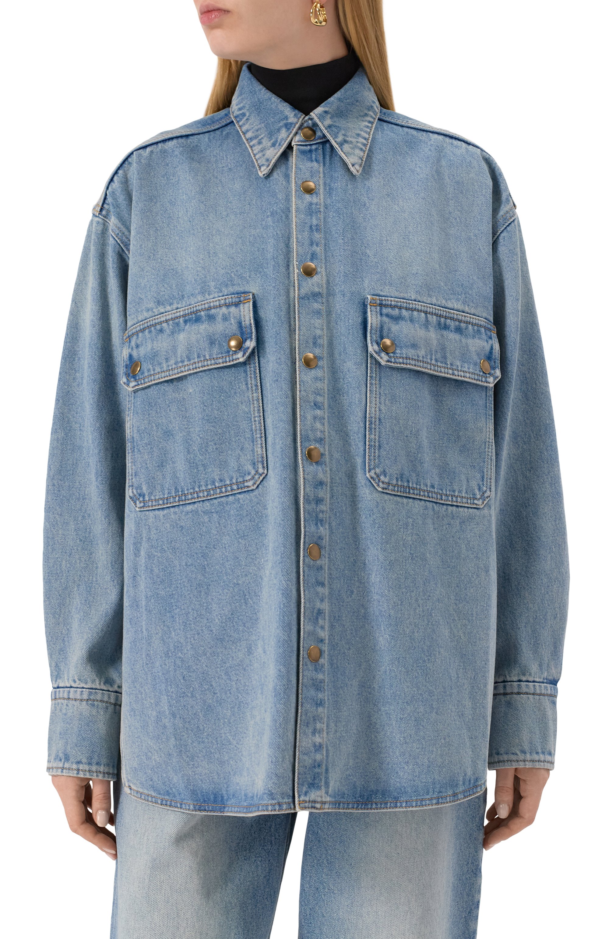 Джинсовая рубашка PETAR PETROV голубого цвета по цене 121500 руб., арт. S25DB3A, фото 3 Джинсовая рубашка PETAR PETROV, арт. S25DB3A, фото 3