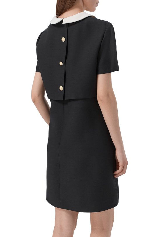 Платье из шерсти и шелка Valentino 8B3VAHZ1/1CF Чёрный  8B3VAHZ1/1CF Фото 3