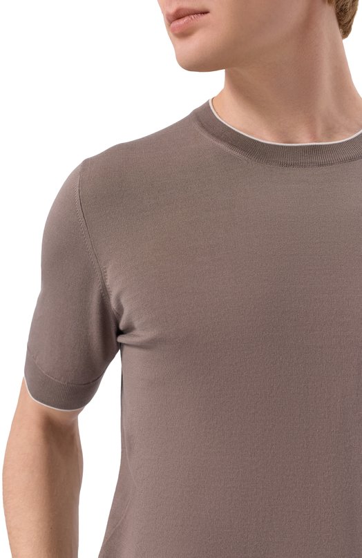 Хлопковый джемпер Brunello Cucinelli M29805200 Коричневый  M29805200 Фото 5