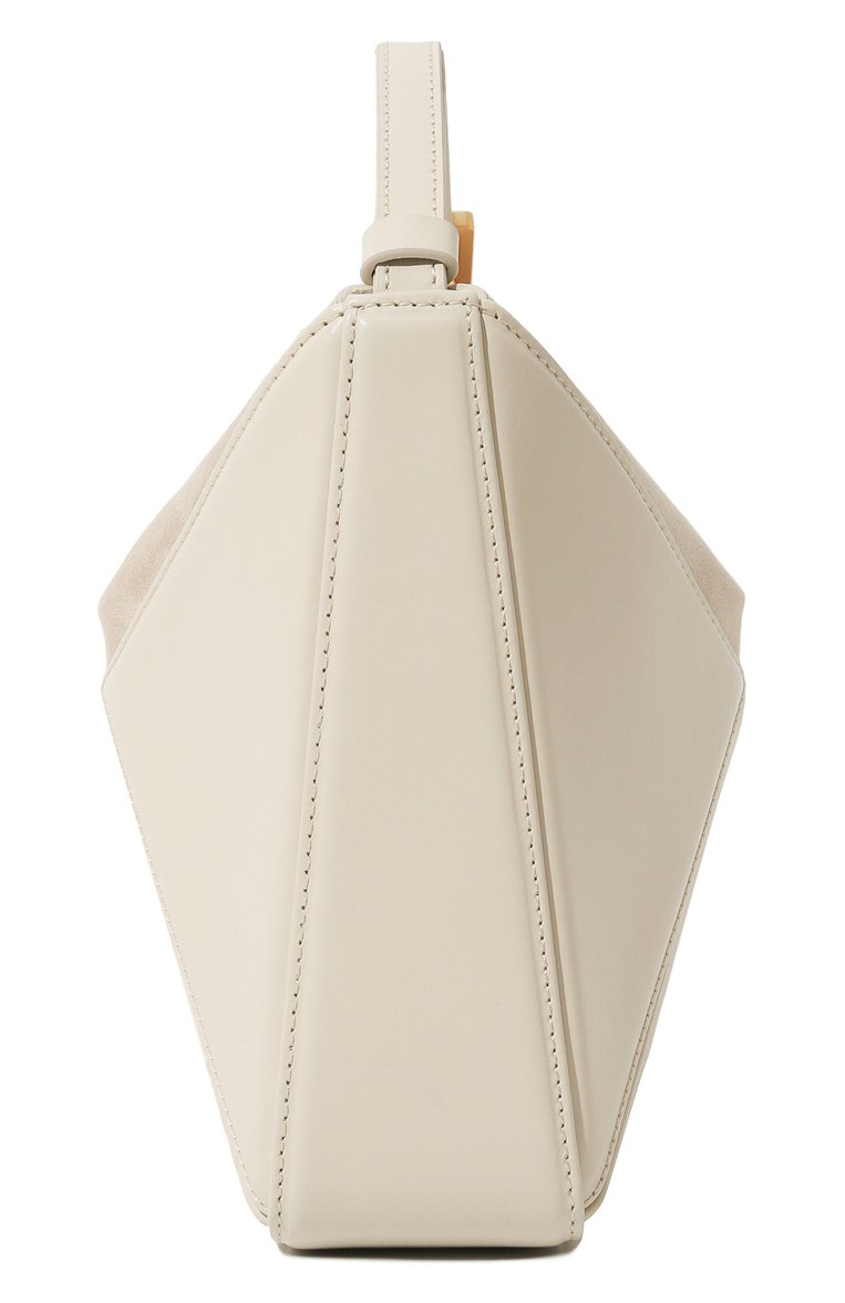 Женская сумка flex mini MLOUYE кремвого цвета, арт. 10-057 | Фото 4 (Сумки-технические: Сумки top-handle; Материал: Натуральная кожа; Материал сплава: Проставлено; Размер: mini; Драгоценные камни: Проставлено)