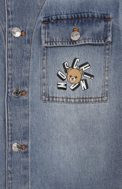 Джинсовая рубашка MOSCHINO голубого цвета по цене 23450 руб., арт. HUC01V/L0E44, фото 3 Джинсовая рубашка MOSCHINO, арт. HUC01V/L0E44, фото 3