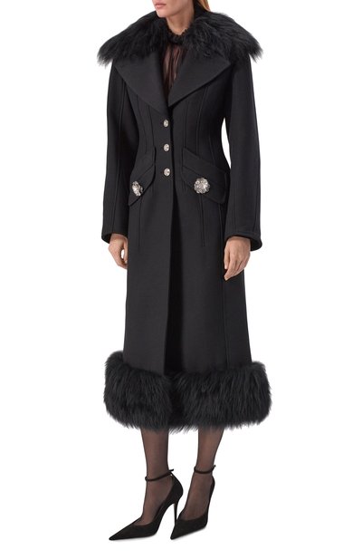 Шерстяное пальто BLUMARINE черного цвета по цене 266000 руб., арт. 4S035A, фото 3 Шерстяное пальто BLUMARINE, арт. 4S035A, фото 3