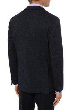 Мужской пиджак из шерсти и хлопка SARTORIA LATORRE темно-синего цвета, арт. JD74/JG106 | Фото 6 (Рукава: Длинные; Материал внешний: Шерсть, Хлопок; Драгоценные камни: Проставлено; Длина (для топов): Стандартные; Материал сплава: Проставлено; Пиджаки М: Прямой; 1-2-бортные: Однобортные; Стили: Классический; Случай: Формальный, Повседневный)
