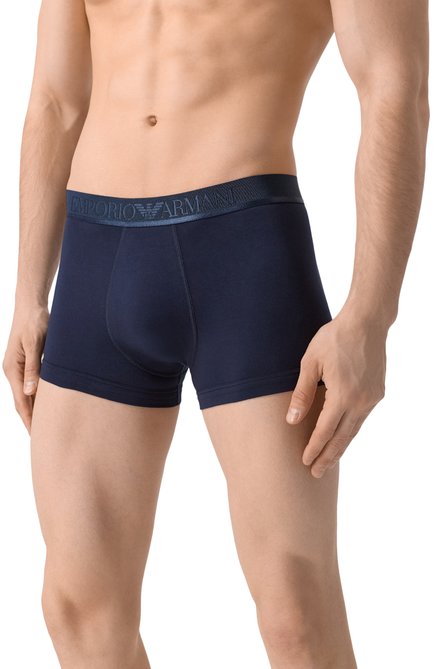 Мужские комплект из трех боксеров EMPORIO ARMANI темно-синего цвета, арт. EM000259/AF10780 | Фото 2 (Трусы М: Боксеры; Материал внешний: Хлопок; Материал сплава: Проставлено; Нос: Не проставлено; Кросс-КТ: бельё; Мужское Кросс-КТ: Трусы)