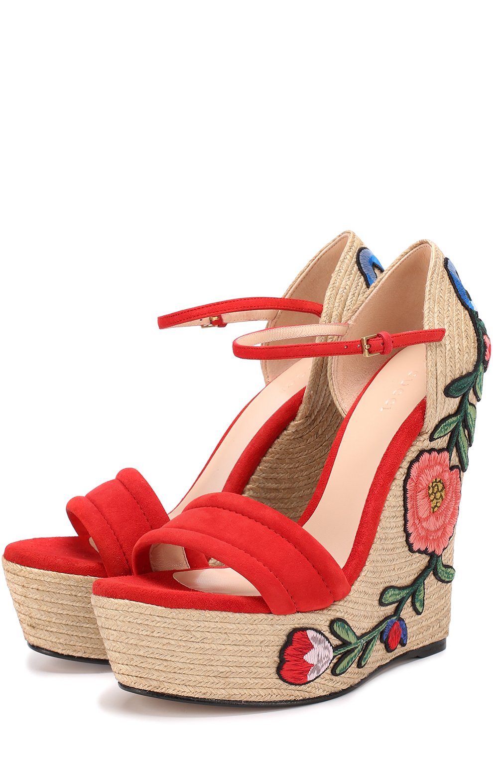 Замшевые босоножки barbette на танкетке с нашивками GUCCI, арт. 454303/C2000, фото 1