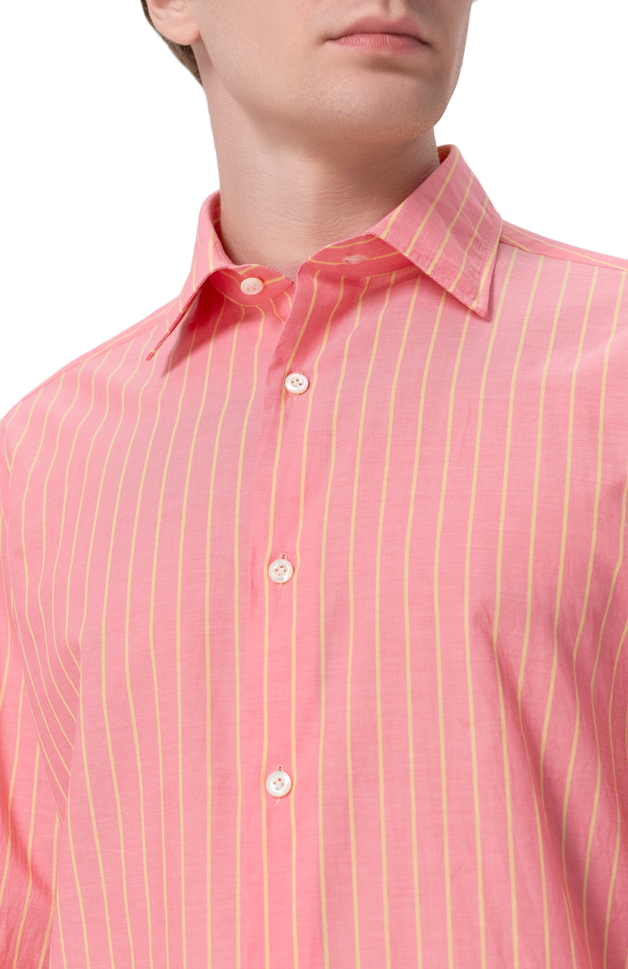 Хлопковая рубашка GIAMPAOLO розового цвета по цене 42450 руб., арт. 608/TS44284, фото 5 Хлопковая рубашка GIAMPAOLO, арт. 608/TS44284, фото 5