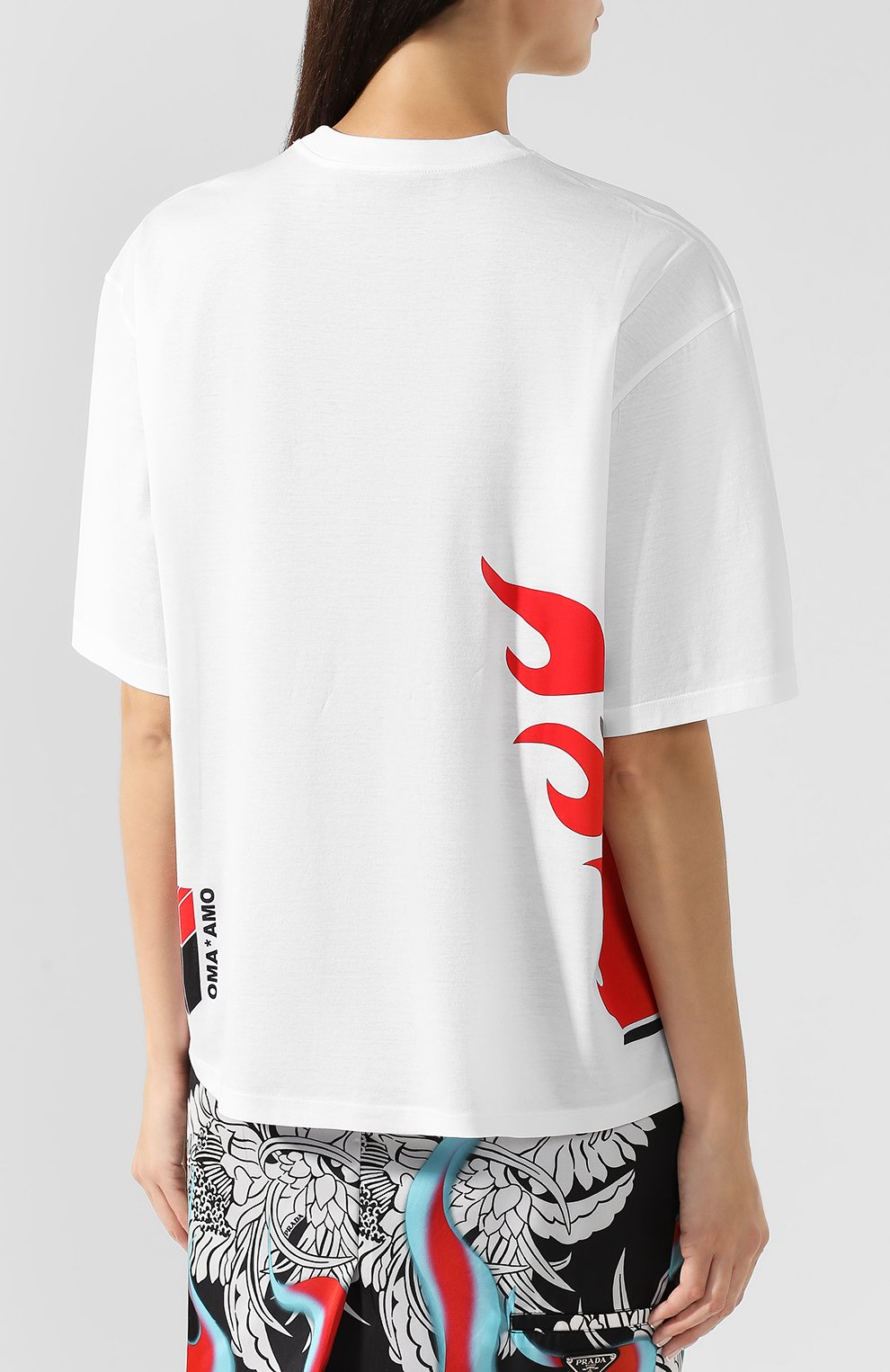 Хлопковая футболка с круглым вырезом и принтом PRADA, арт. 35976-1SDZ-F0964, фото 4
