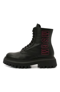 Детские кожаные ботинки MSGM KIDS черного цвета, арт. 69165/KIPS/KIPS/36-41 | Фото 2 (Материал утеплителя: Натуральный мех; Нос: Не проставлено; Материал внешний: Натуральная кожа; Девочки Кросс-КТ: Обувь-зимняя; Каблук высота: Низкий)