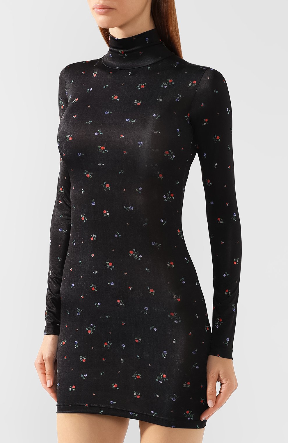 Платье с принтом VETEMENTS разноцветного цвета по цене 69300 руб., арт. WAH20DR403/BLACK FL0WERS, фото 3 Платье с принтом VETEMENTS, арт. WAH20DR403/BLACK FL0WERS, фото 3