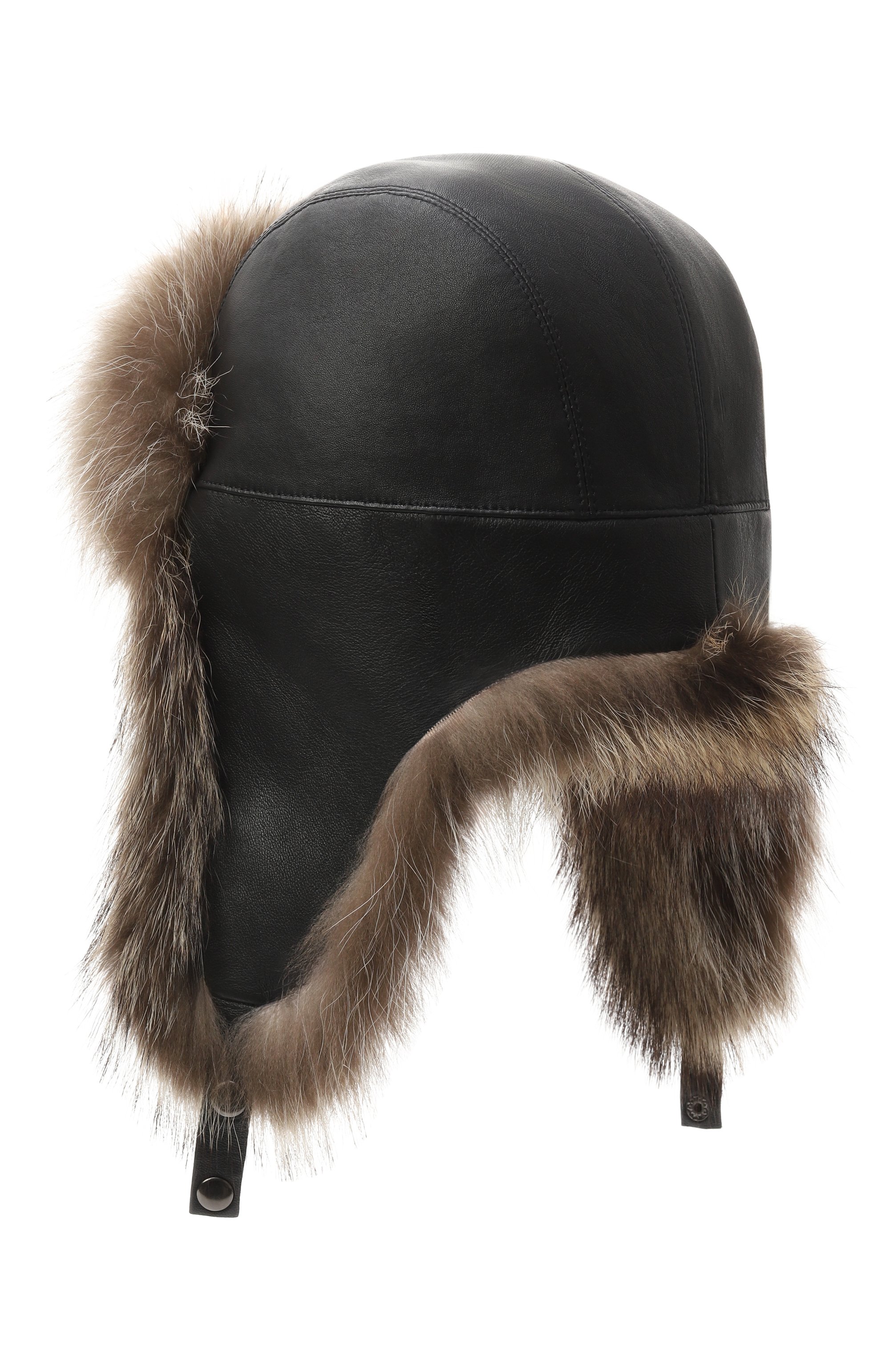 Кожаная шапка-ушанка с мехом енота VICTORIA KUSENKOVA, арт. 338508049159, фото 2
