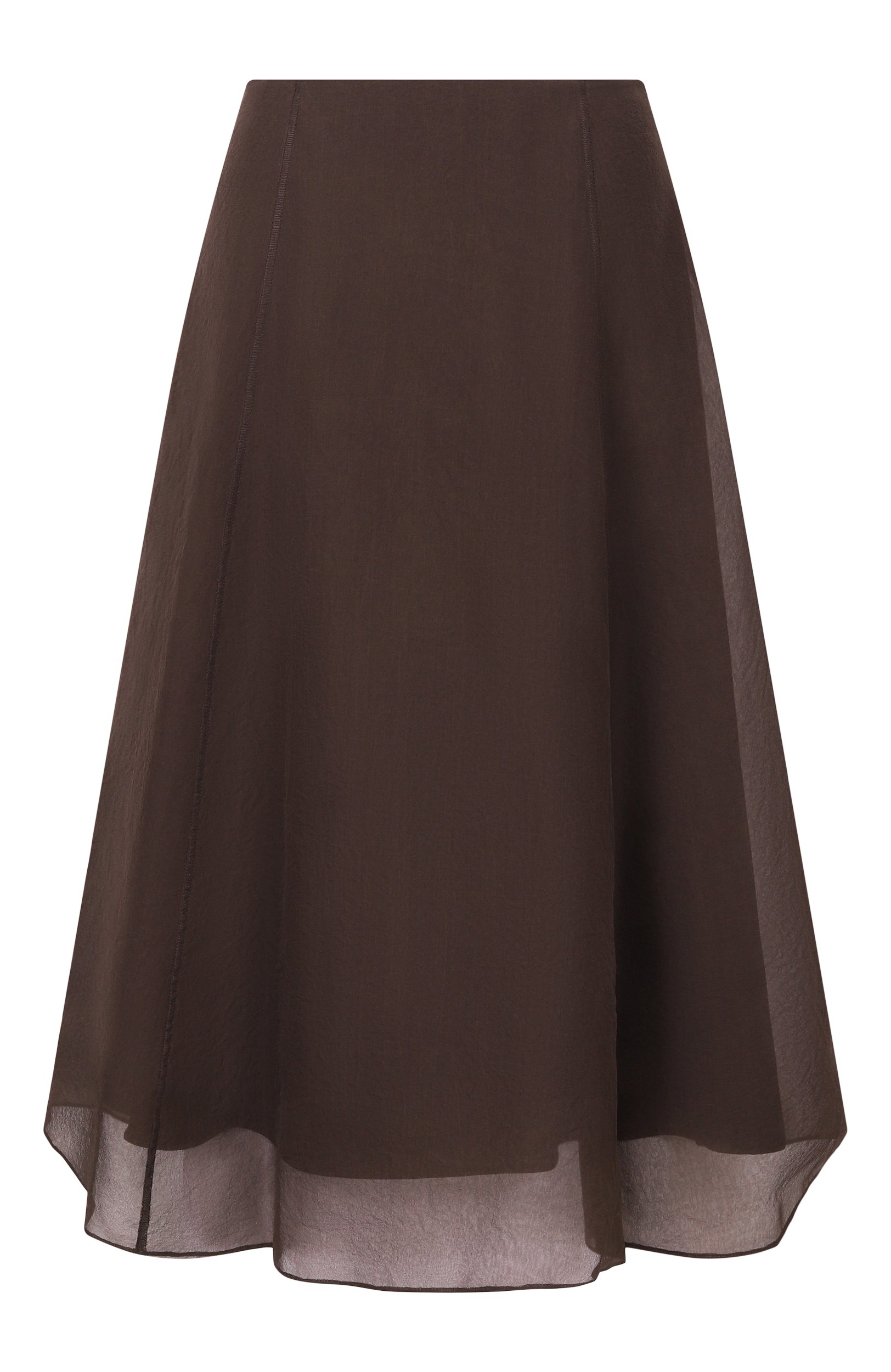 Шелковая юбка BRUNELLO CUCINELLI коричневого цвета по цене 257000 руб., арт. MP940G3877, фото 1 Шелковая юбка BRUNELLO CUCINELLI, арт. MP940G3877, фото 1