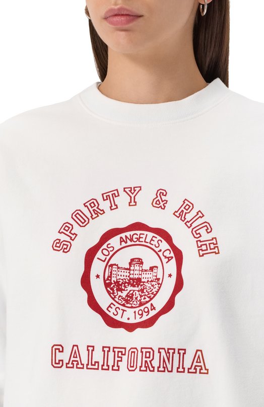 Хлопковый свитшот Sporty and Rich ST071606508WH01 Белый  ST071606508WH01 Фото 5