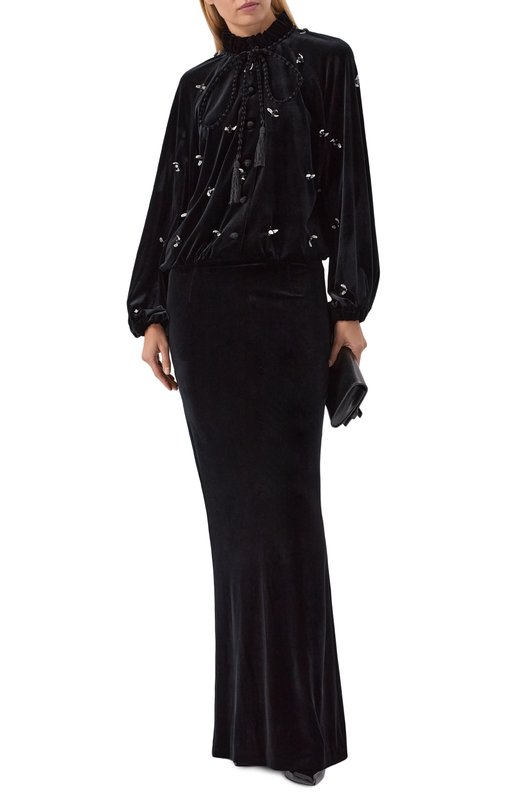 Бархатная блузка YANINA T-3049 Чёрный  T-3049 Фото 2