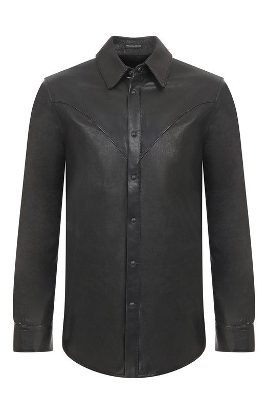 Кожаная куртка-рубашка Ann Demeulemeester B0013403/LT137 Чёрный B0013403/LT137