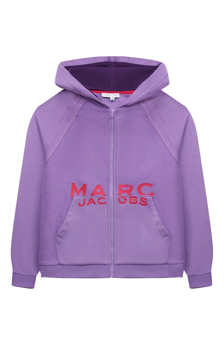 Детский хлопковая толстовка MARC JACOBS (THE) сиреневого цвета, арт. W15683/6A-12A | Фото 1 (Рукава: Длинные; Материал внешний: Хлопок; Девочки Кросс-КТ: Толстовка-одежда)