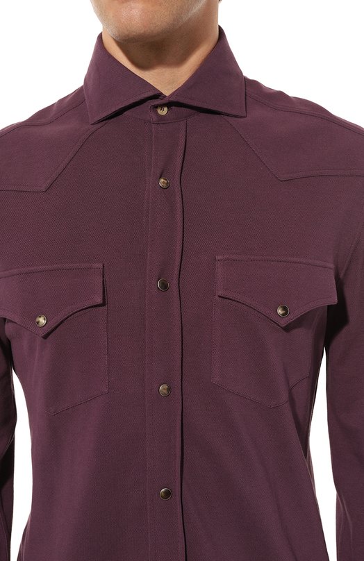 Хлопковая рубашка Brunello Cucinelli M0T636666 Фиолетовый  M0T636666 Фото 5