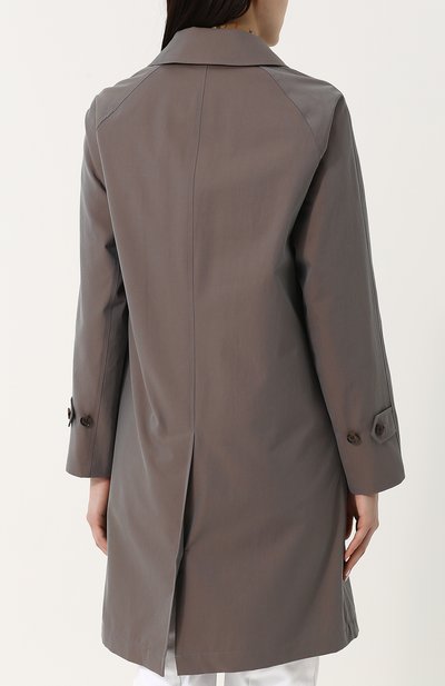 Однотонное хлопковое пальто прямого кроя BURBERRY, арт. 4073797, фото 4