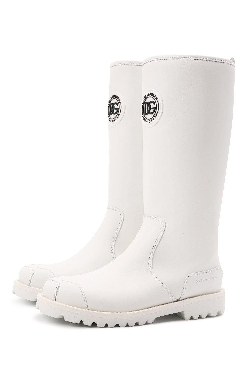 Кожаные сапоги DOLCE & GABBANA белого цвета по цене 62650 руб., арт. D11055/AQ540/37-39, фото 1 Кожаные сапоги DOLCE & GABBANA, арт. D11055/AQ540/37-39, фото 1
