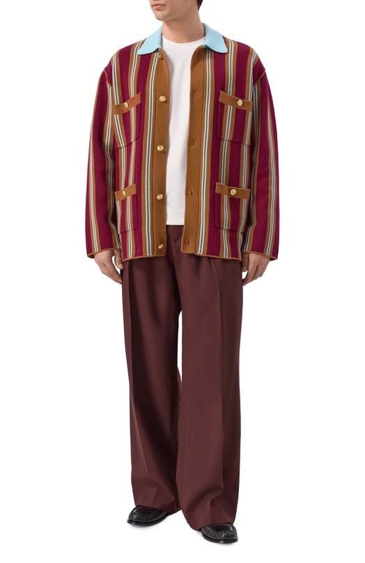 Кардиган из хлопка и шерсти Drole De Monsieur K-CA171-W0023-WN Бордовый  K-CA171-W0023-WN Фото 2