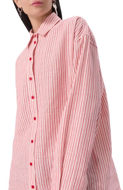 Рубашка изо льна и хлопка PERVERT красного цвета по цене 35000 руб., арт. PE24/SHT02/31-41, фото 5 Рубашка изо льна и хлопка PERVERT, арт. PE24/SHT02/31-41, фото 5