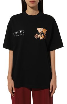 Женская хлопковая футболка DOMREBEL черного цвета, арт. DU0/T-SHIRT | Фото 3 (Рукава: Короткие; Длина (для топов): Стандартные; Драгоценные камни: Проставлено; Материал сплава: Проставлено; Материал внешний: Хлопок; Стили: Кэжуэл; Женское Кросс-КТ: Футболка-одежда; Принт: С принтом)