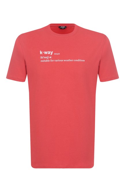 Мужская хлопковая футболка K-WAY красного цвета, арт. K3136DW | Фото 1 (Длина (для топов): Стандартные; Драгоценные камни: Проставлено; Материал внешний: Хлопок; Рукава: Короткие; Материал сплава: Проставлено)