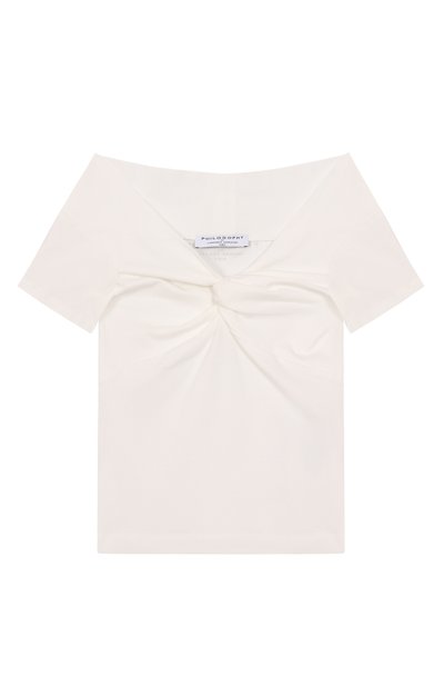 Хлопковая футболка PHILOSOPHY DI LORENZO SERAFINI KIDS молочного цвета по цене 15800 руб., арт. I1E618/5202/4-10, фото 1 Хлопковая футболка PHILOSOPHY DI LORENZO SERAFINI KIDS, арт. I1E618/5202/4-10, фото 1