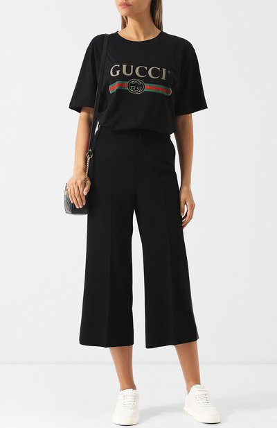 Хлопковая футболка GUCCI черного цвета по цене 53200 руб., арт. 457095/X5L89, фото 2 Хлопковая футболка GUCCI, арт. 457095/X5L89, фото 2