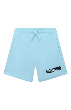 Детские хлопковые шорты MOSCHINO голубого цвета, арт. HQQ002/LBA10/8 | Фото 1 (Материал внешний: Хлопок; Случай: Повседневный; Нос: Не проставлено; Материал сплава: Проставлено)