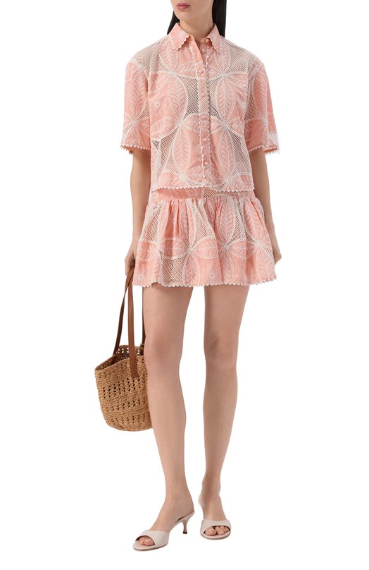 Хлопковая блузка Poupette St Barth WJVS26BCBPCH Розовый  WJVS26BCBPCH Фото 2