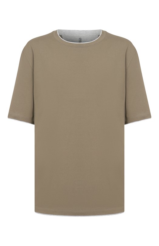 Хлопковая футболка Brunello Cucinelli M0B137427 Хаки M0B137427