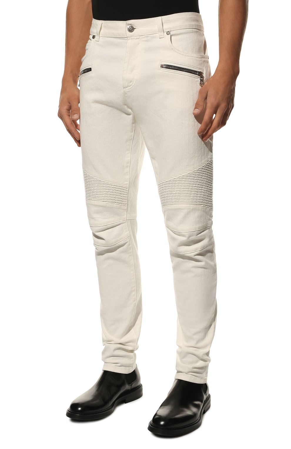 Джинсы BALMAIN белого цвета по цене 95650 руб., арт. VH0MG005/032D, фото 3 Джинсы BALMAIN, арт. VH0MG005/032D, фото 3