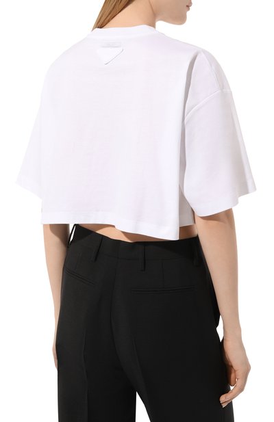 Хлопковая футболка PRADA, арт. 3560A-240-F0009-212, фото 4