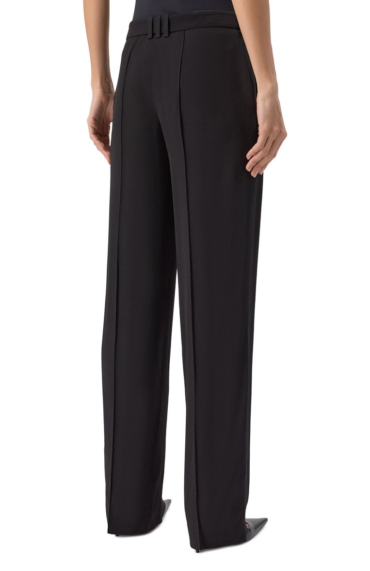 Женские брюки из вискозы BALMAIN черного цвета, арт. EF0P0160/VB00 | Фото 4 (Материал внешний: Вискоза; Силуэт Ж (брюки и джинсы): Широкие; Случай: Формальный; Женское Кросс-КТ: Брюки-одежда; Стили: Классический; Длина (брюки, джинсы): Стандартные)
