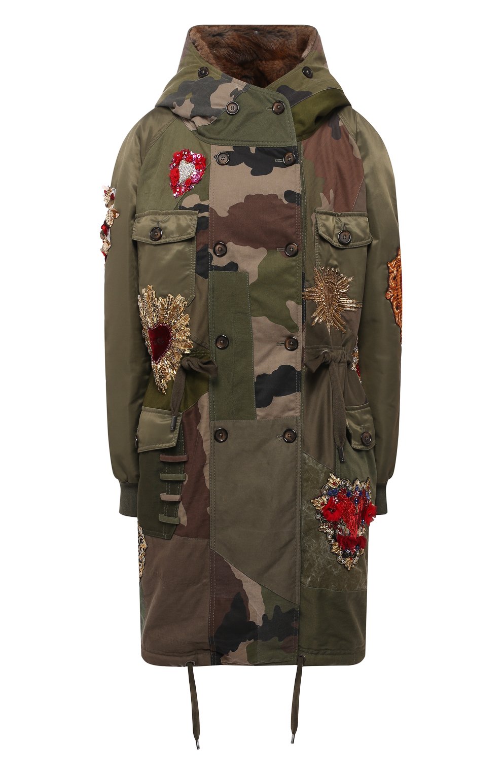 Парка с капюшоном DOLCE & GABBANA хаки цвета по цене 1640000 руб., арт. F9E50Z/FP6L1, фото 1 Парка с капюшоном DOLCE & GABBANA, арт. F9E50Z/FP6L1, фото 1