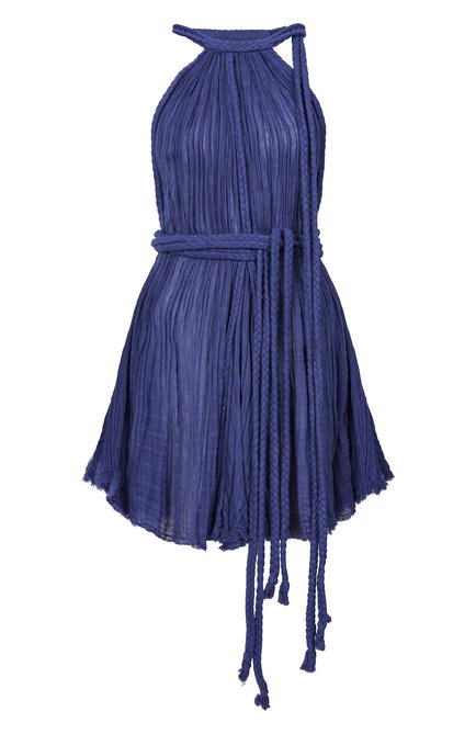 Женское хлопковое платье KASIA KULENTY синего цвета, арт. CELESTINA MINI DRESS | Фото 1 (Длина Ж (юбки, платья, шорты): Мини; Драгоценные камни: Проставлено; Материал внешний: Хлопок; Материал сплава: Проставлено)