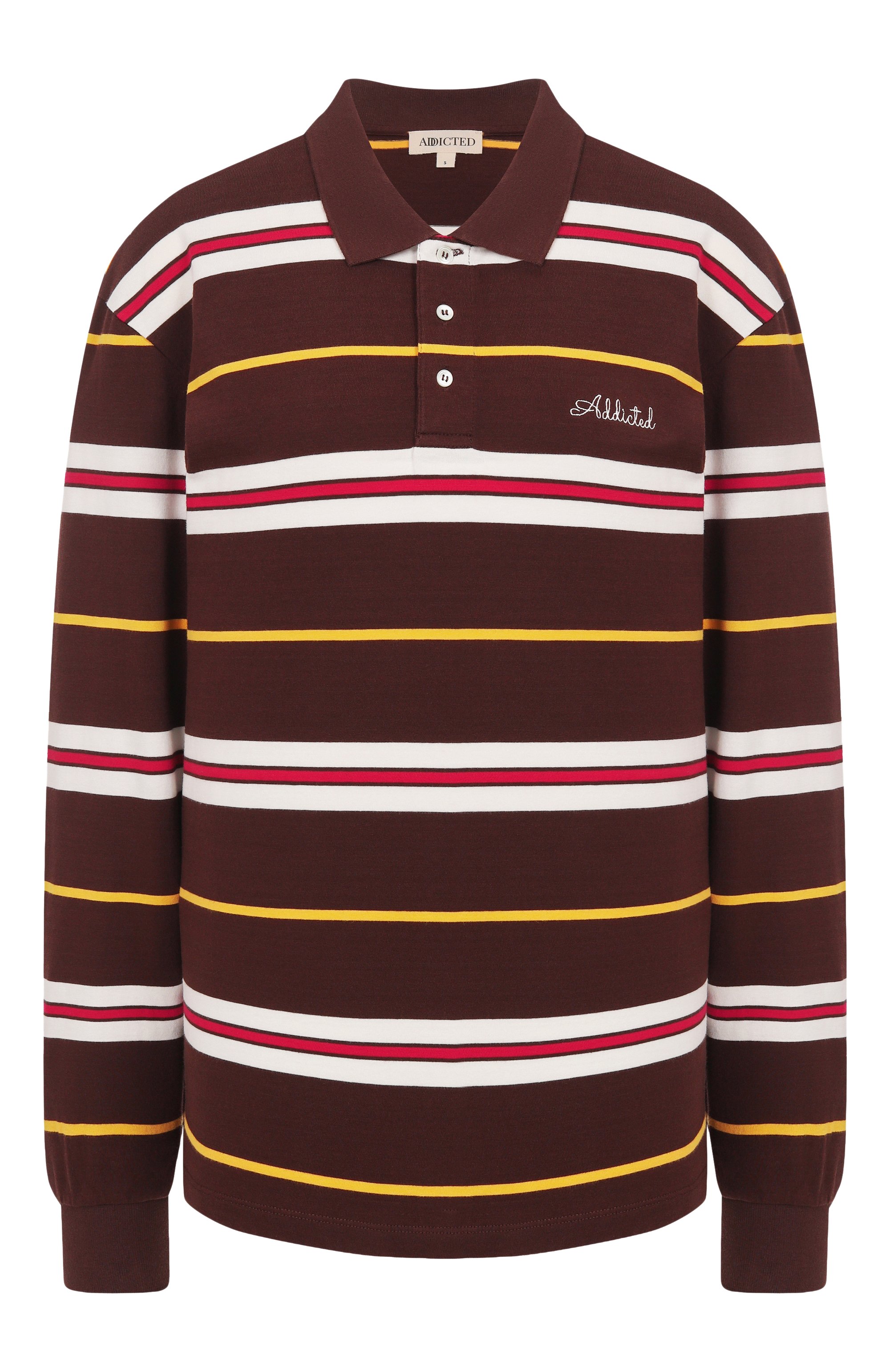 Хлопковое поло ADDICTED коричневого цвета по цене 13400 руб., арт. FT2309.2, фото 1 Хлопковое поло ADDICTED, арт. FT2309.2, фото 1