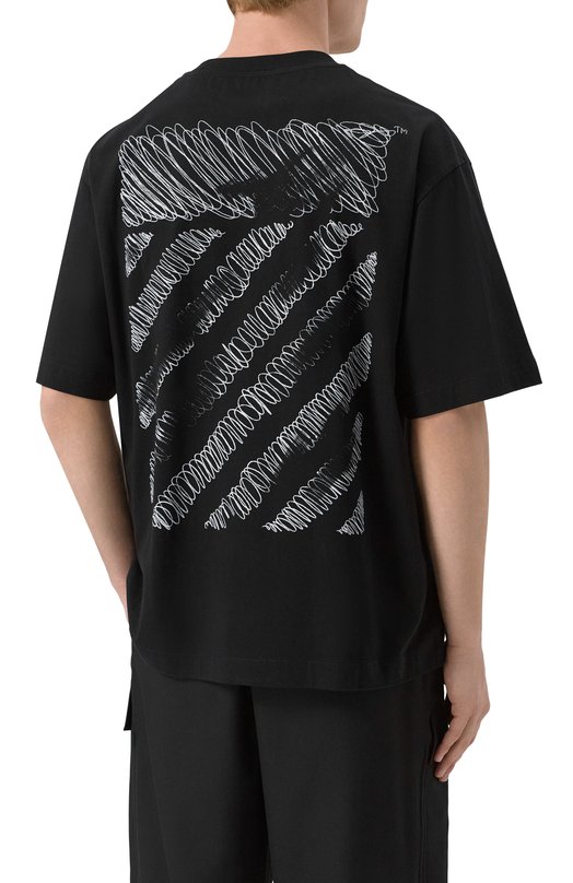 Хлопковая футболка Off-White 0MAA120F25JER00M Чёрный  0MAA120F25JER00M Фото 4