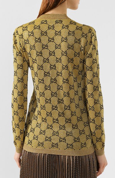 Шерстяной пуловер GUCCI золотого цвета по цене 230400 руб., арт. 555039/XKAHX, фото 4 Шерстяной пуловер GUCCI, арт. 555039/XKAHX, фото 4