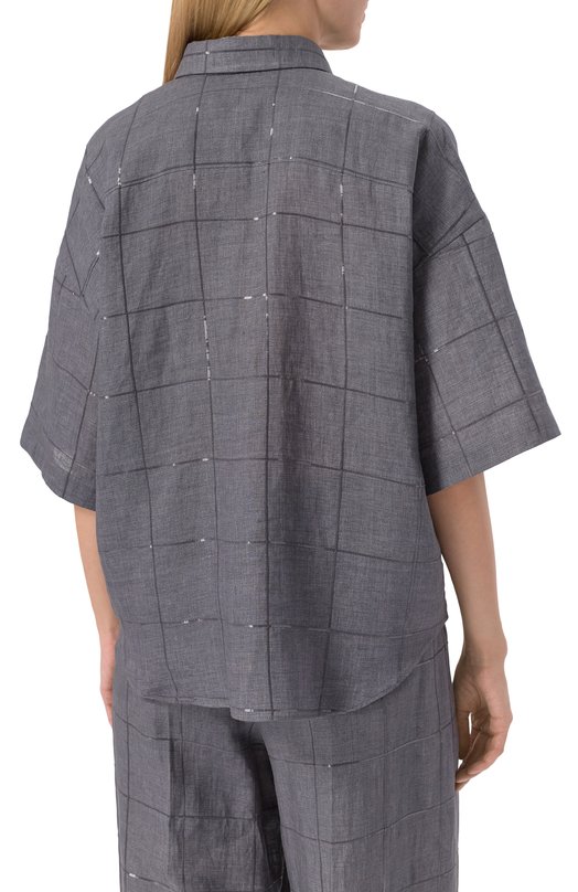Льняная рубашка Brunello Cucinelli MM633RH706 Серый  MM633RH706 Фото 4