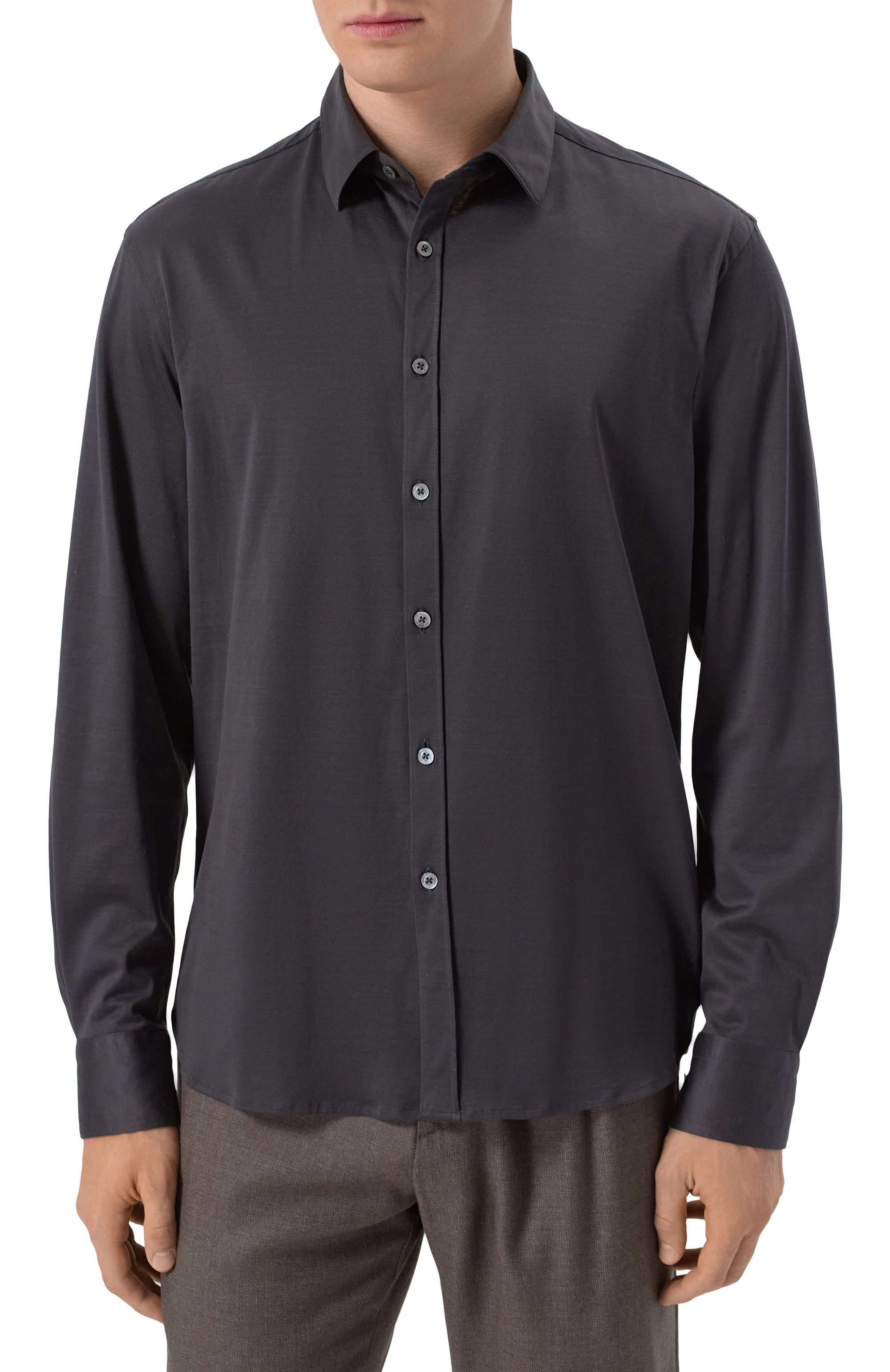 Хлопковая рубашка CANALI темно-серого цвета по цене 33600 руб., арт. CSL7077/GN02310, фото 3 Хлопковая рубашка CANALI, арт. CSL7077/GN02310, фото 3