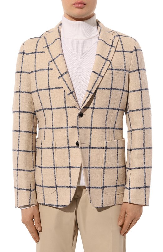 Пиджак из шерсти и шелка Nuti and Co Кремовый, фото 3