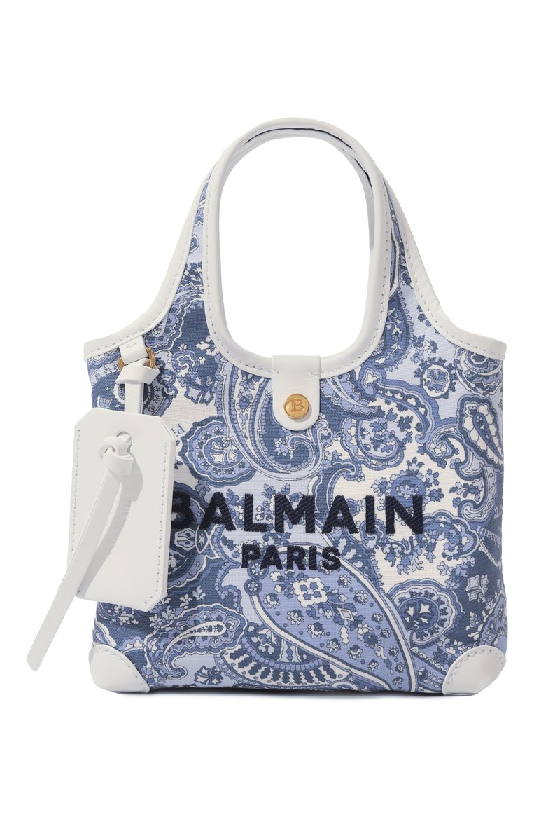 Женская сумка b-army BALMAIN светло-голубого цвета, арт. CN1FM872/TPLY | Фото 1 (Размер: mini; Материал: Текстиль; Ремень/цепочка: На ремешке)