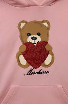 Детское хлопковое платье MOSCHINO светло-розового цвета, арт. HDV0D0/LDA14/4A-8A | Фото 3 (Рукава: Длинные; Случай: Повседневный; Материал сплава: Проставлено; Материал внешний: Хлопок; Драгоценные камни: Проставлено)