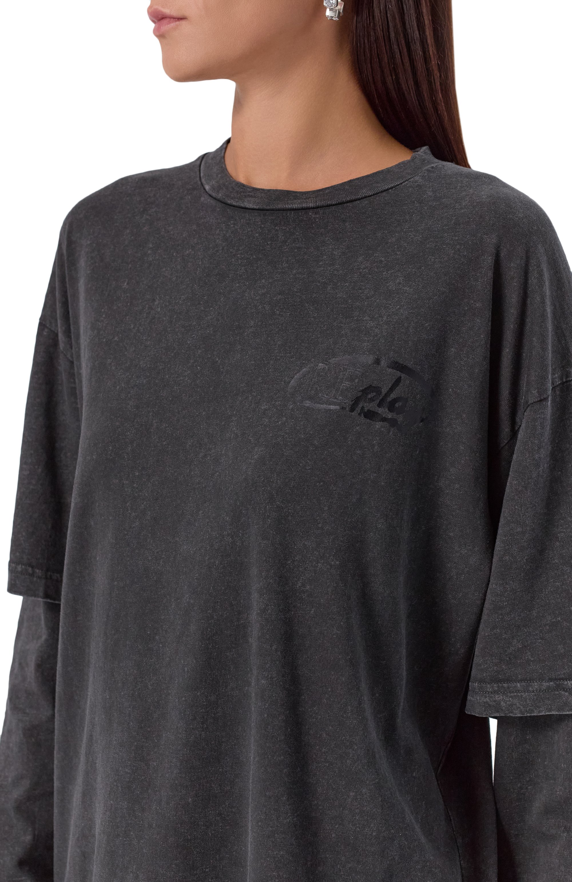 Хлопковый лонгслив REPLAY темно-серого цвета по цене 9950 руб., арт. W3448 .000.22658HM, фото 5 Хлопковый лонгслив REPLAY, арт. W3448 .000.22658HM, фото 5