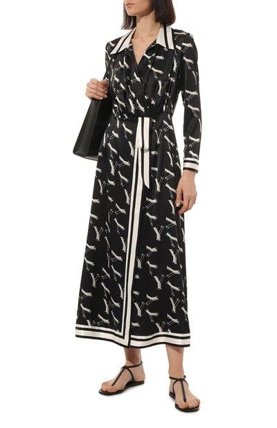 Атласное платье YANINA черно-белого цвета по цене 193380 руб., арт. 0-2492, фото 2 Атласное платье YANINA, арт. 0-2492, фото 2