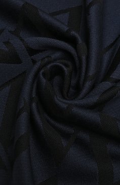 Мужской шерстяной шарф LANVIN темно-синего цвета, арт. SCARVES/5456 | Фото 2 (Мужское Кросс-КТ: Шарфы - с бахромой; Материал: Текстиль, Шерсть; Материал сплава: Проставлено; Нос: Не проставлено; Кросс-КТ: шерсть)