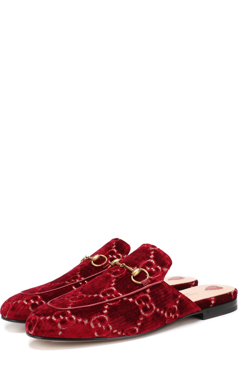 Же�нские бархатные сабо princetown gg с пряжкой-трензелем GUCCI красного цвета, арт. 475094/9JT20 | Фото 1 (Статус проверки: Проверена категория; Каблук высота: Низкий; Подошва: Плоская; Материал внешний: Текстиль; Материал внутренний: Натуральная кожа; Ювелирные украшения: Назначено)