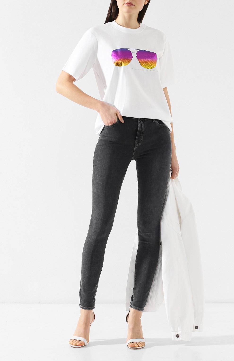 Хлопковая футболка VICTORIA, VICTORIA BECKHAM, арт. JYVV 103C PSS19 PRNTED C0TT0N JERSEY, фото 2