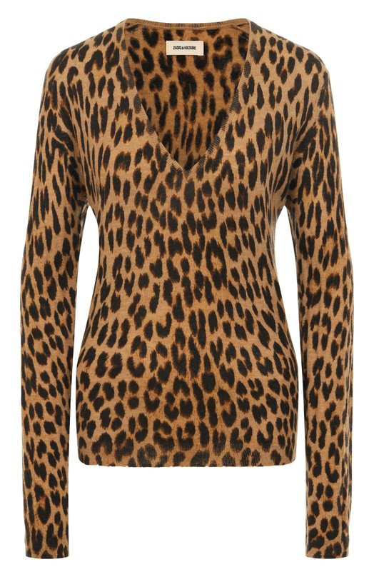 Кашемировый пуловер Zadig and Voltaire KWSW02839 Леопардовый KWSW02839